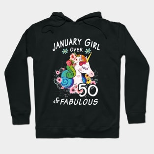 January Girl Over 50 And Fabulous Animals Beautiful Sexy Ladies Unicorn Hoodie